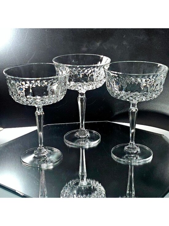 Toscany Other - 3 Toscany Elite Champagne Coupes 5.5" cut glasses retro elegance fine crystal